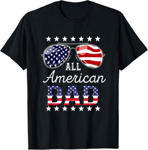 All American Dad 4th of July Sunglasses Family T-Shirt - T-Shirt | Black