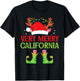 Festive Christmas Elf & Santa Claus Very Merry in CALIFORNIA T-Shirt - T-Shirt | Black