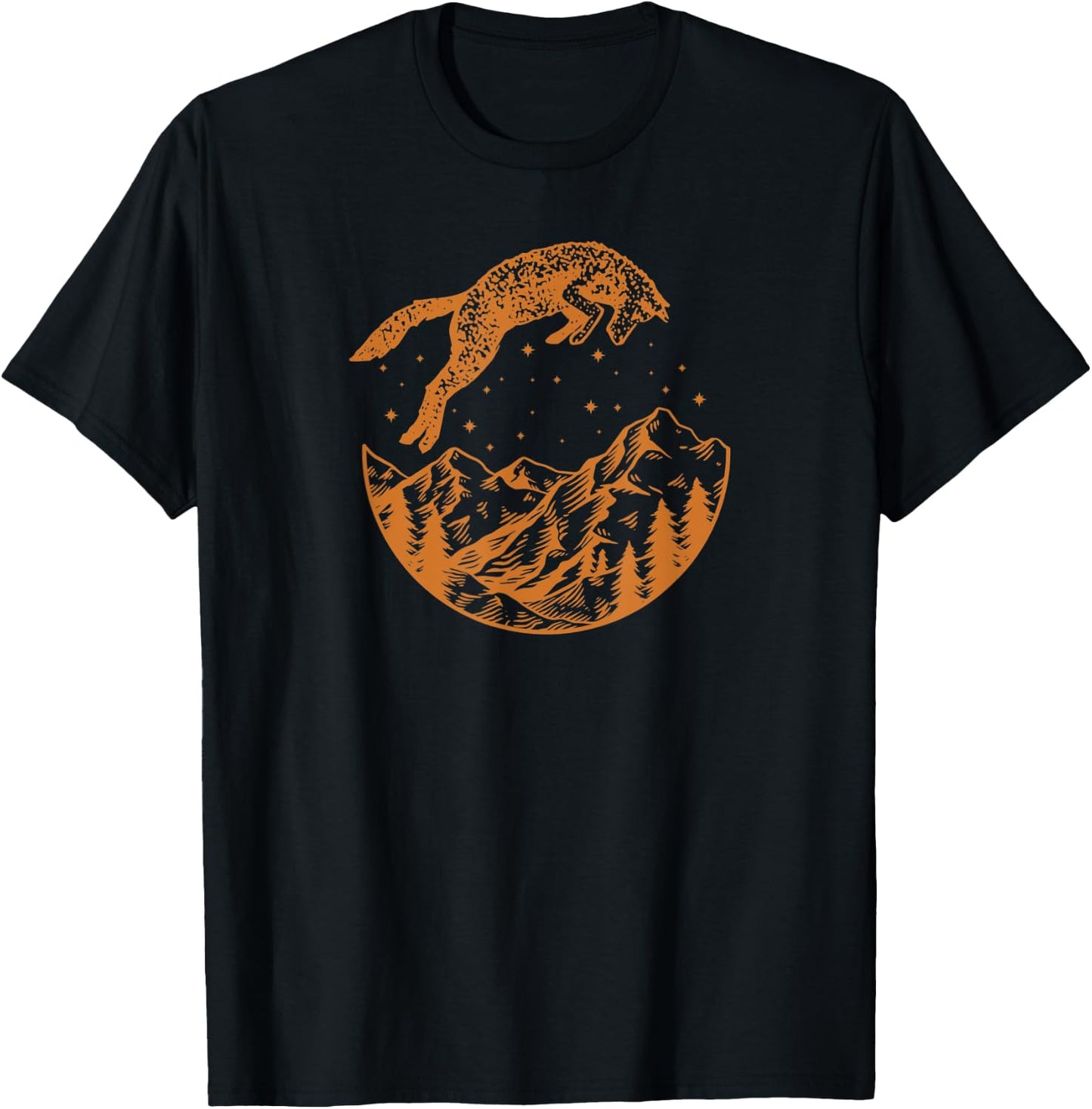 Jumping Fox Vintage Outdoor & Animal Lover T-Shirt - T-Shirt | Black