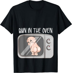 Funny Bun In The Oven Gift | Cute Expecting Pregnant Women T-Shirt - T-Shirt | Black