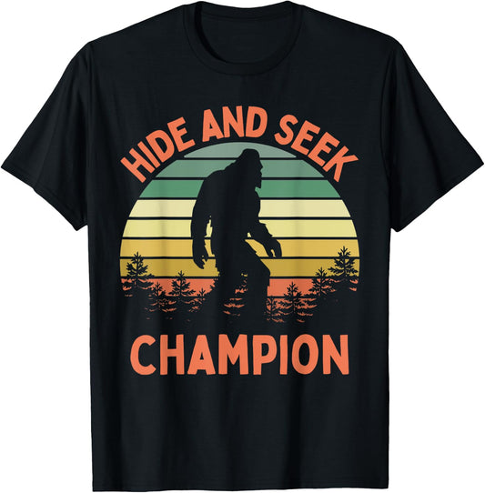 Hide And Seek Champion Sasquatch Funny Bigfoot T-Shirt - T-Shirt | Black
