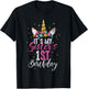 Its My Sisters 1st Birthay Gift Girl Unicorn Birthday T-Shirt - T-Shirt | Black