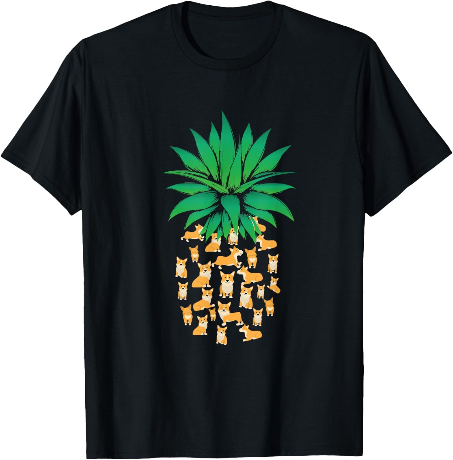 Novelty Summer Tropical Pineapples Fruit Pet Mom Funny Pembroke Welsh Corgi Dogs Pineapple Men Women Cute Dog T-Shirt - T-Shirt | Black