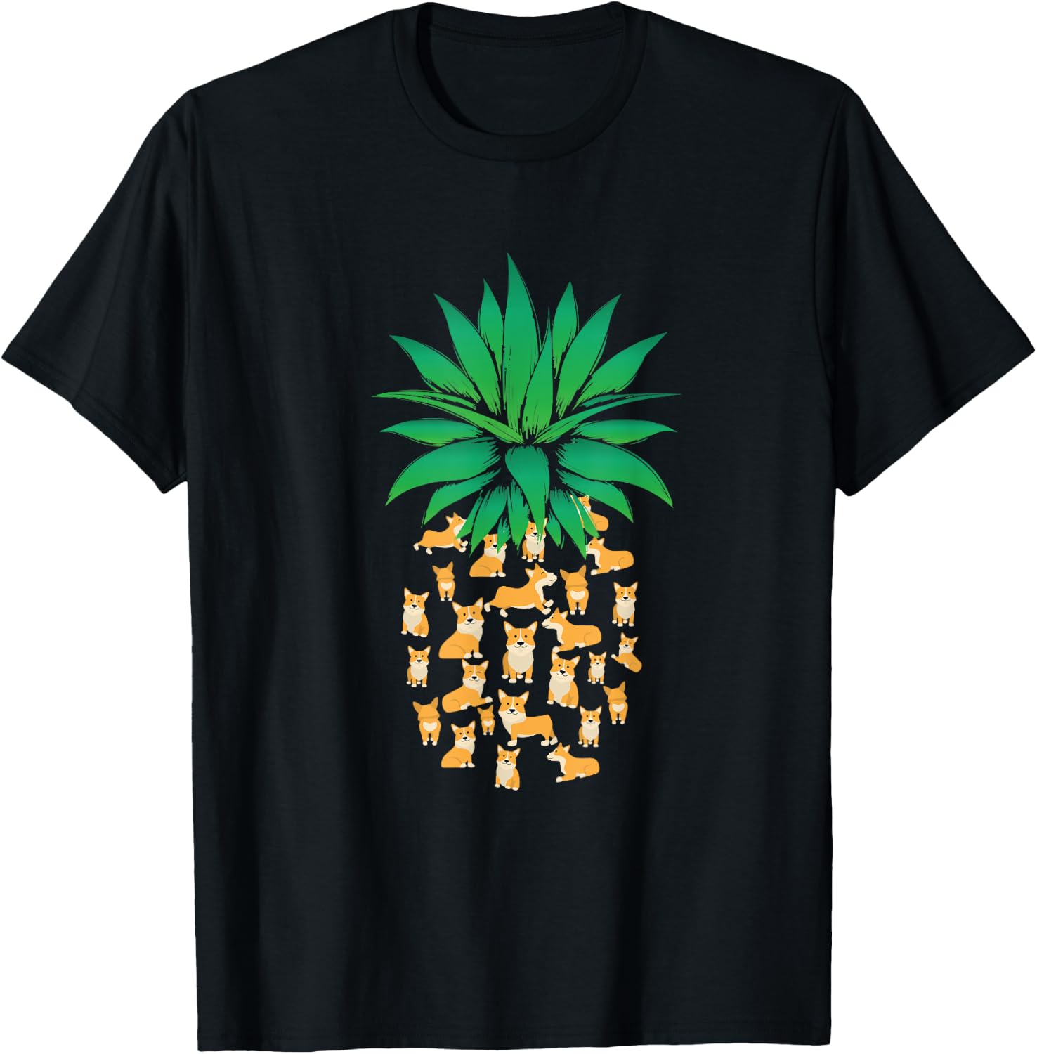 Novelty Summer Tropical Pineapples Fruit Pet Mom Funny Pembroke Welsh Corgi Dogs Pineapple Men Women Cute Dog T-Shirt - T-Shirt | Black