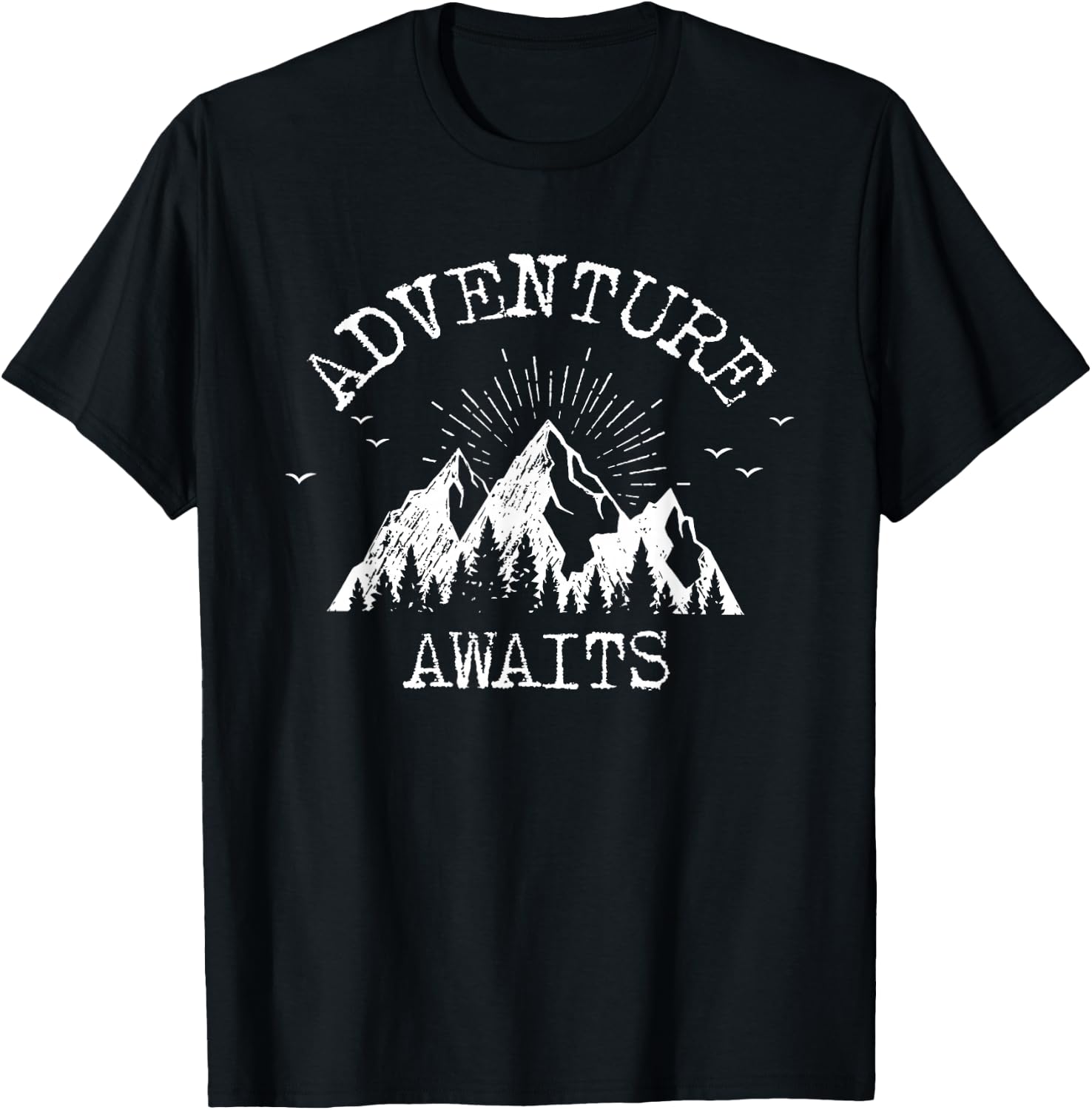 Trendy Adventure Awaits Travel Camping Vintage T-Shirt - T-Shirt | Black