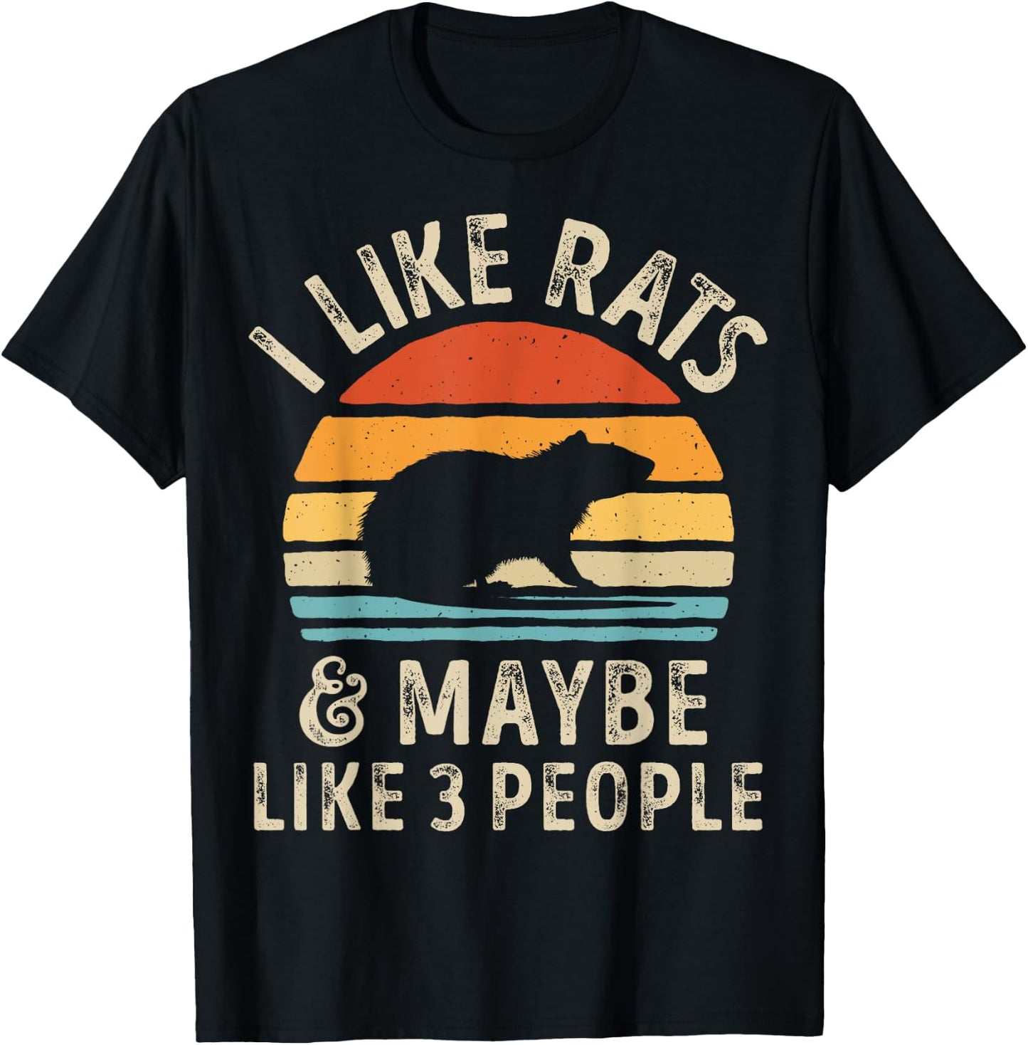 I Like Rats and Maybe 3 People Rat Lover Rodent Retro Men T-Shirt - T-Shirt | Black