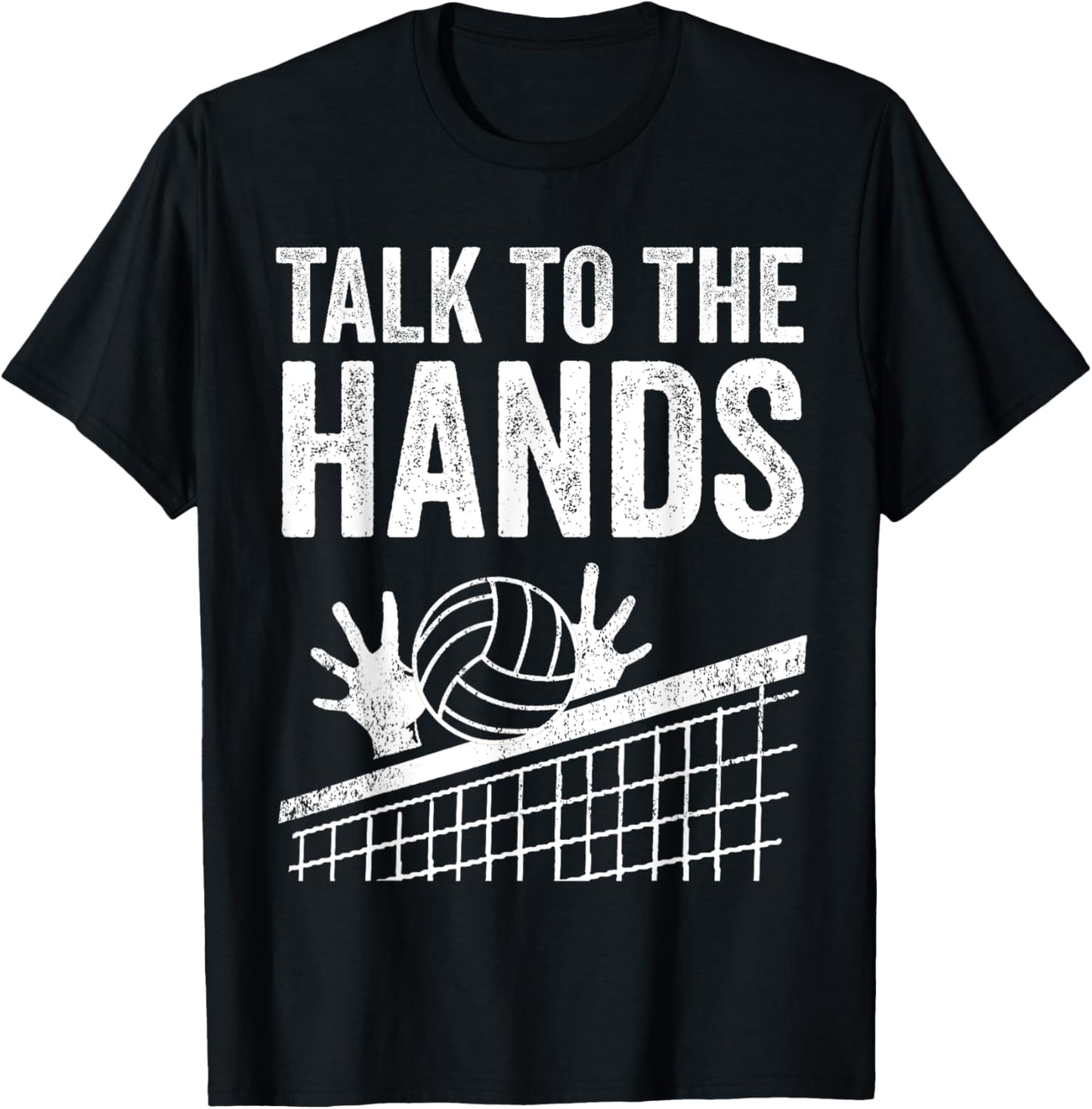 Cute Ball Game Sports Lover Humor Men Women Art Funny Volleyball Gift Boys Girls Cool Talk To The Hands T-Shirt - T-Shirt | Black
