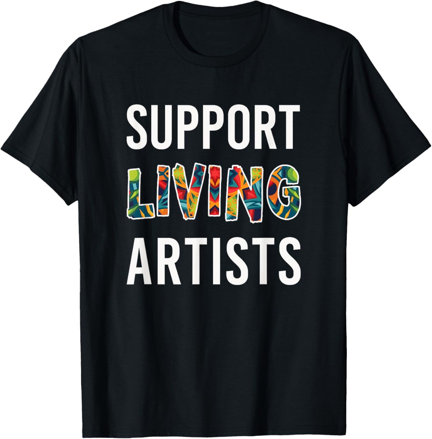 Support Living Artists - Geometric Mandala Art T-Shirt - T-Shirt | Black