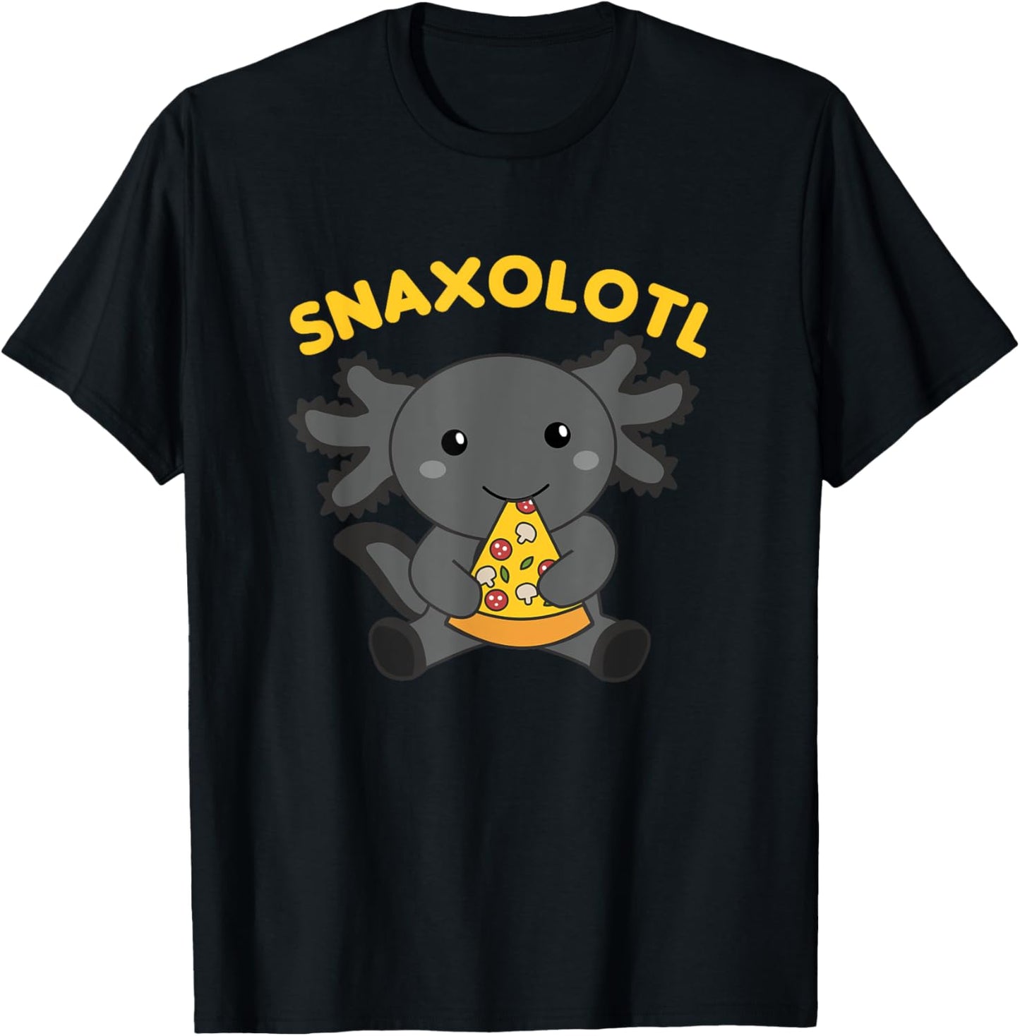 Snacks Pun Snaxolotl Pizza Axolotl T-Shirt - T-Shirt | Black