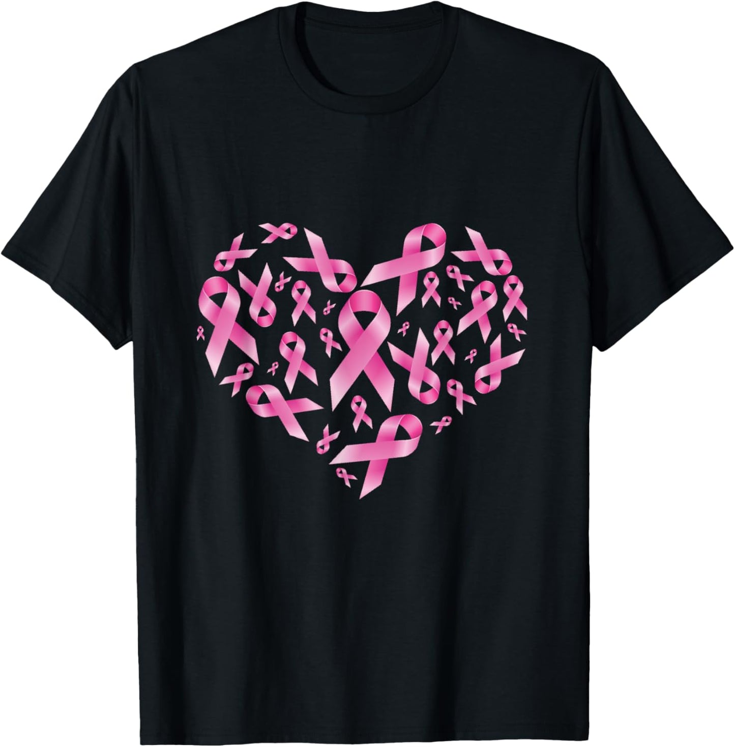 Breast Cancer Awareness Ribbon Heart Warrior T-Shirt - T-Shirt | Black