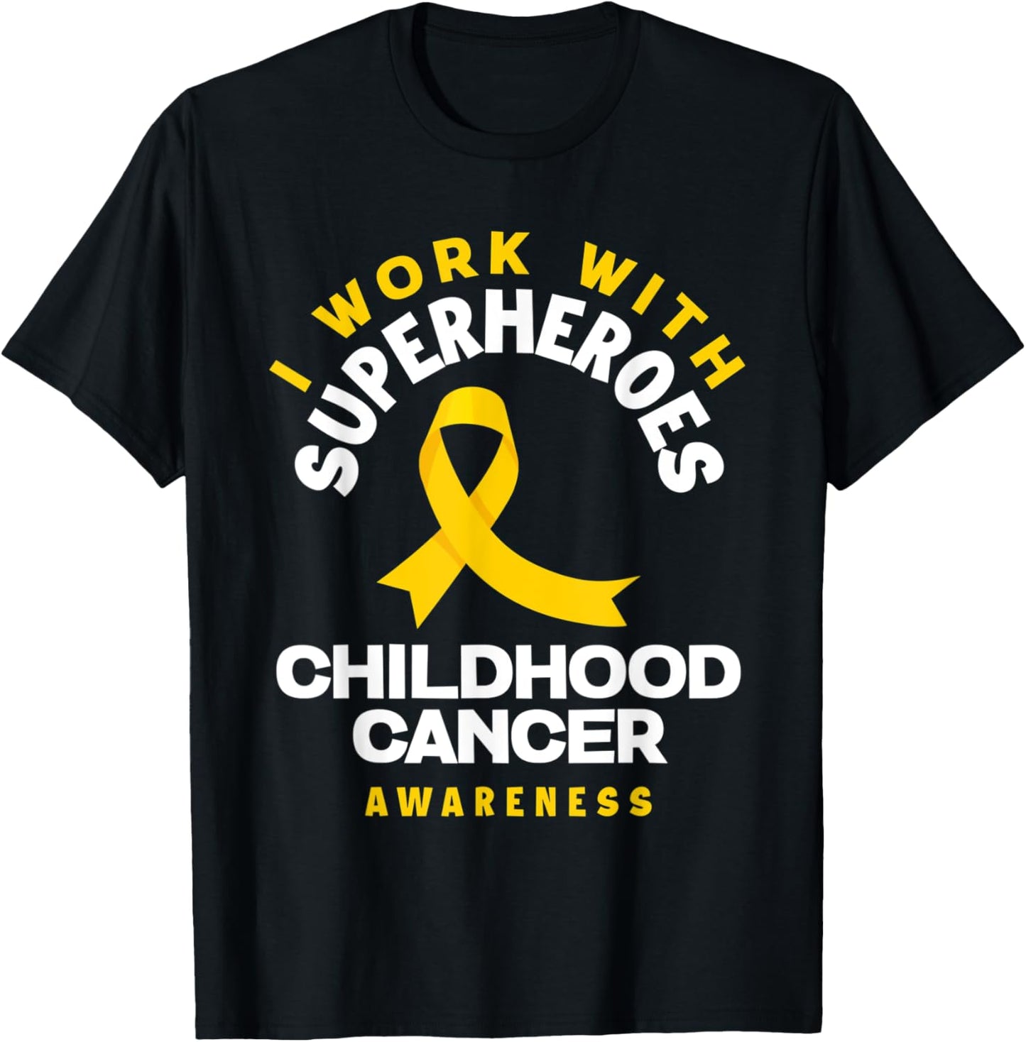 I Work With Superheroes Nurse Oncologist Childhood Cancer T-Shirt - T-Shirt | Black