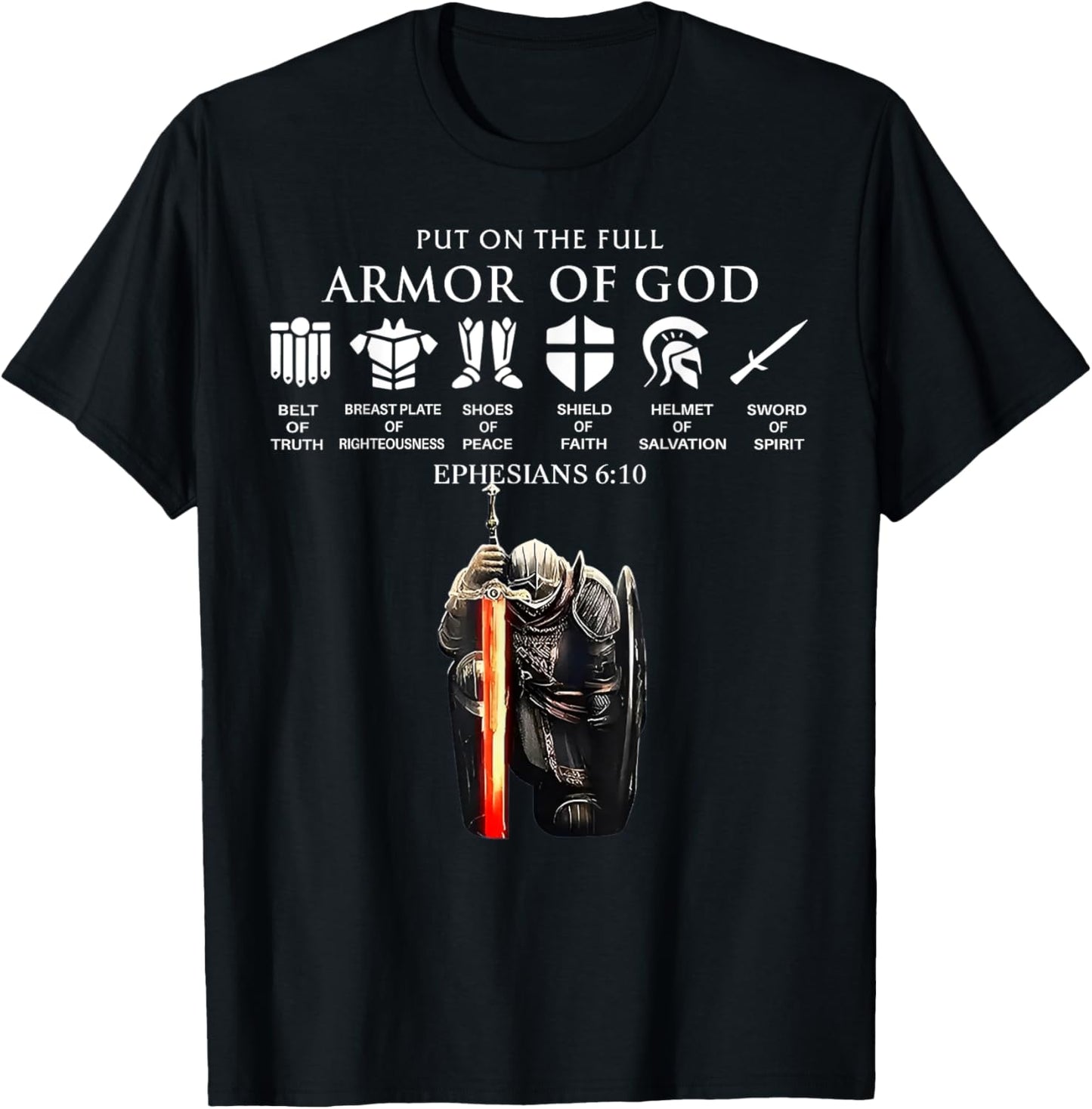 Put On The Full Armor Of God T-Shirt - T-Shirt | Black
