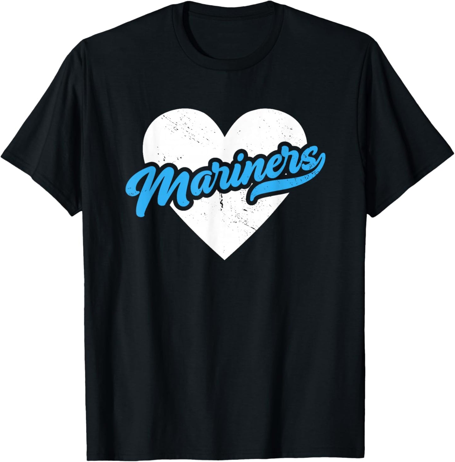 Vintage Mariners High School Go Mariners Pride Heart T-Shirt - T-Shirt | Black
