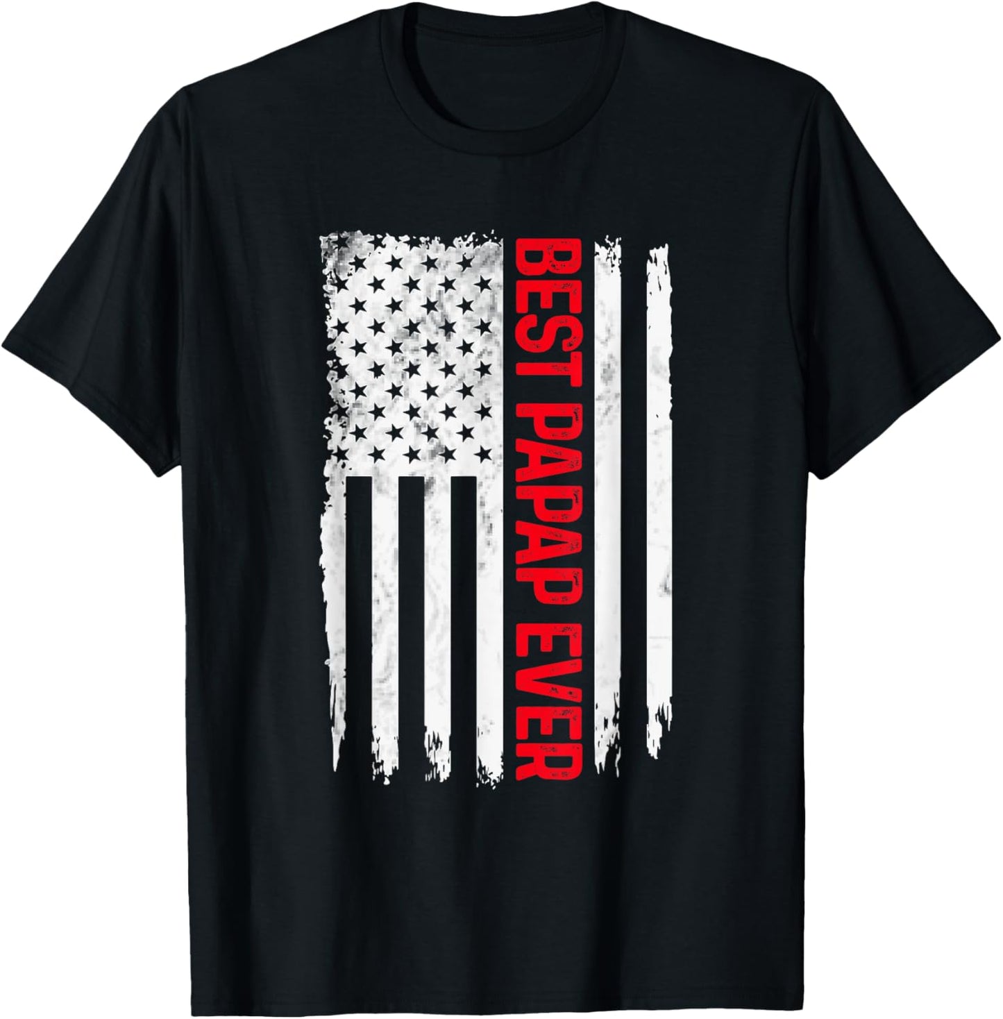 Best Papap Ever American flag Funny Papa Grandpa T-Shirt - T-Shirt | Black
