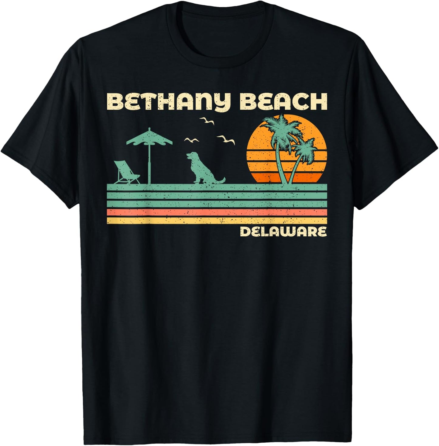 Vintage Retro Family Vacation Delaware Bethany Beach Women Girls Kids T-Shirt - T-Shirt | Black