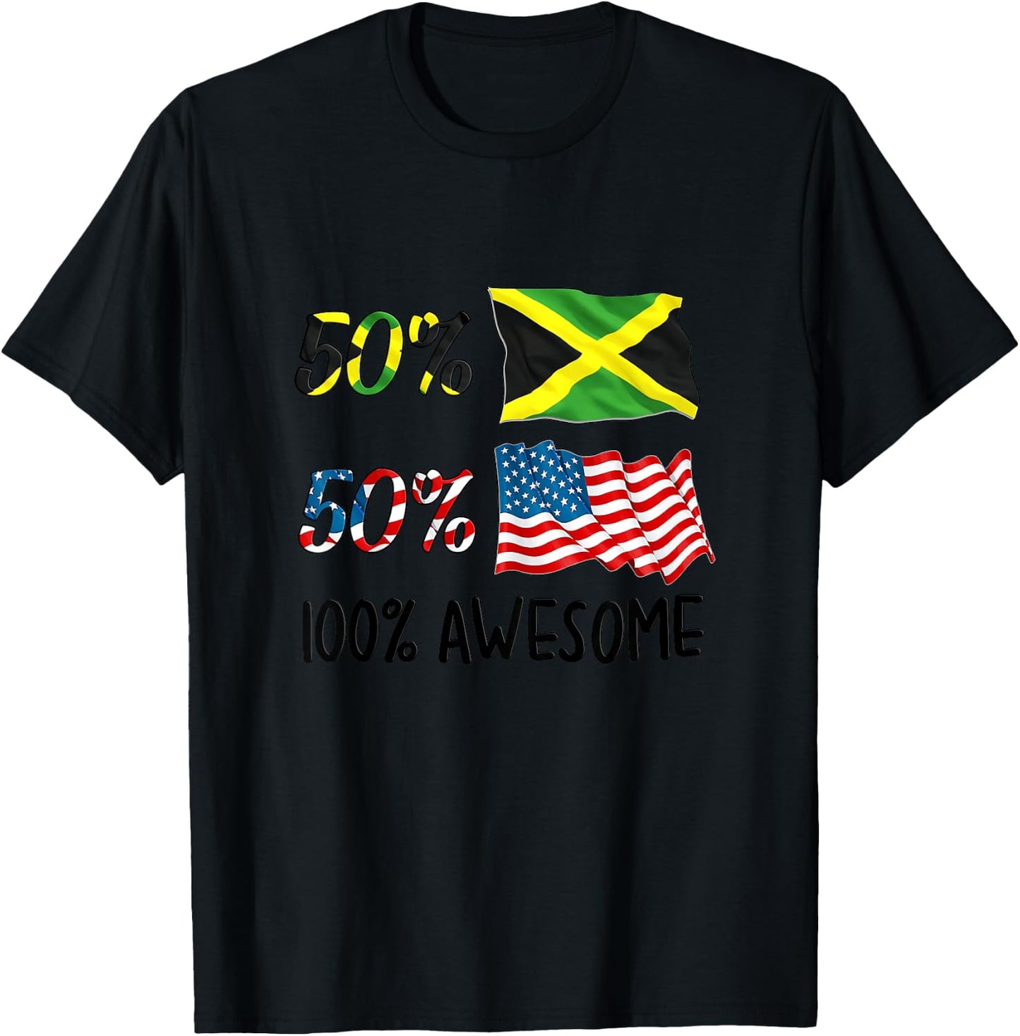 50% American 50% Jamaican 100% Awesome Boy Girl Baby Gift T-Shirt - T-Shirt | Black