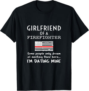 Proud Girlfriend Of A Firefighter Boyfriend Fireman American T-Shirt - T-Shirt | Black