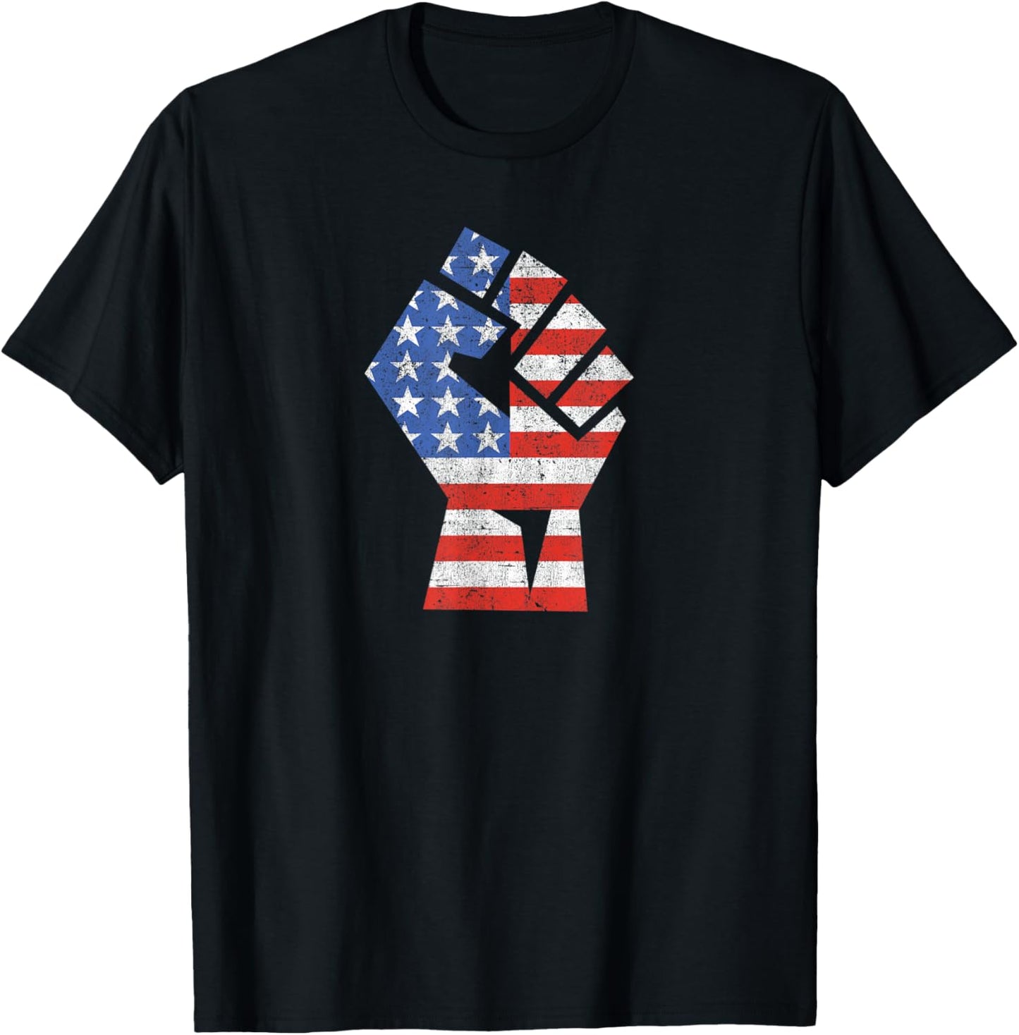 USA Flag Fist Stars and Stripes Patriotic Protest T-Shirt - T-Shirt | Black