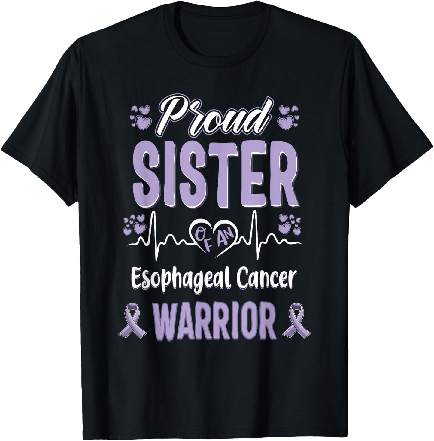 proud Sister Esophageal cancer warrior awareness ribbon T-Shirt - T-Shirt | Black