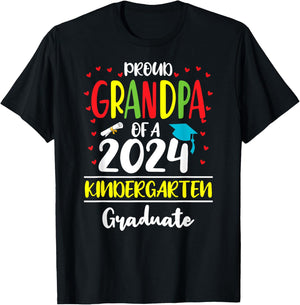 Funny Proud Grandpa of a Class of 2024 Kindergarten Graduate T-Shirt - T-Shirt | Black