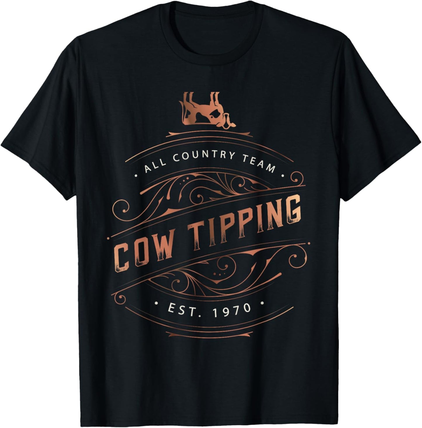 Funny All Country Cow Tipping Team T-Shirt - T-Shirt | Black