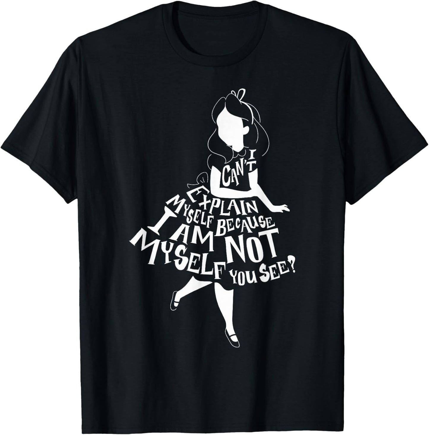 Disney Alice in Wonderland I Can't Explain Myself Text Fill Small T-Shirt - T-Shirt | Black