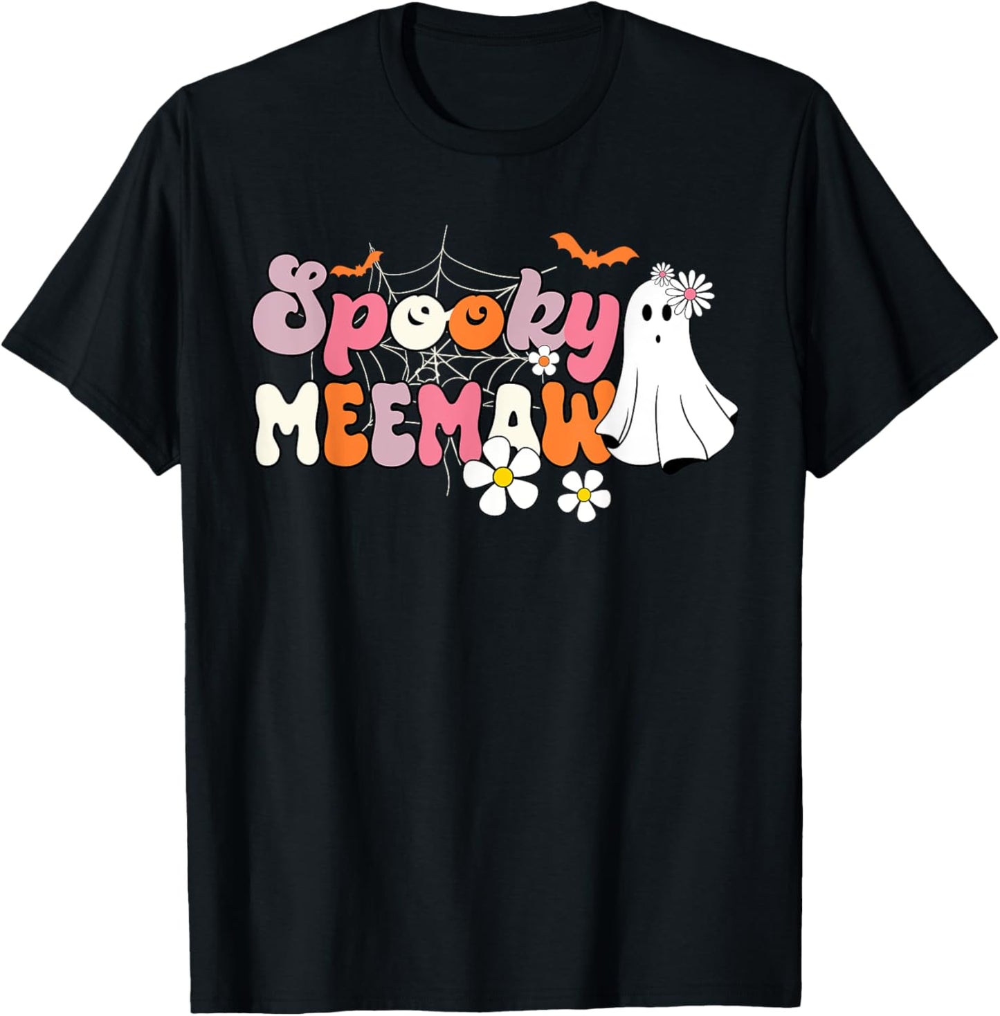 Groovy One Spooky Meemaw Mama Grandma Witch Mom Halloween T-Shirt - T-Shirt | Black