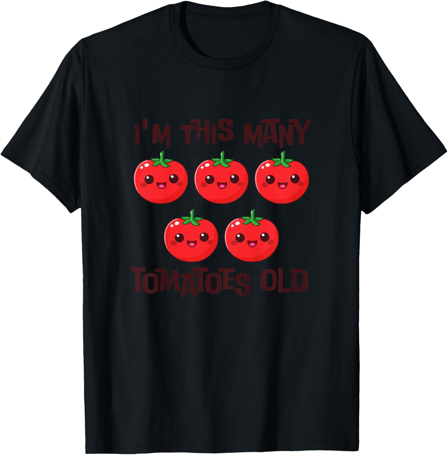Kids I'm This Many Tomatoes Old - 5th Birthday 5 Years Old Bday T-Shirt - T-Shirt | Black