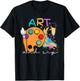 Art And Sip Party Paint Funny Wine Drinking Rainbow Painting T-Shirt - T-Shirt | Black