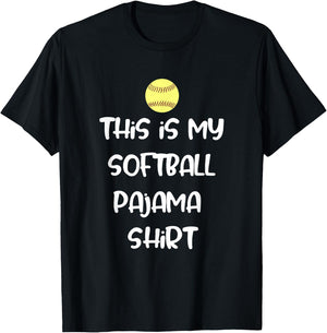 This is My Softball Pajama Shirt for Players Teen Girl T-Shirt - T-Shirt | Black