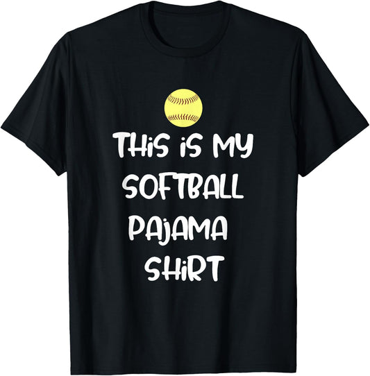 This is My Softball Pajama Shirt for Players Teen Girl T-Shirt - T-Shirt | Black