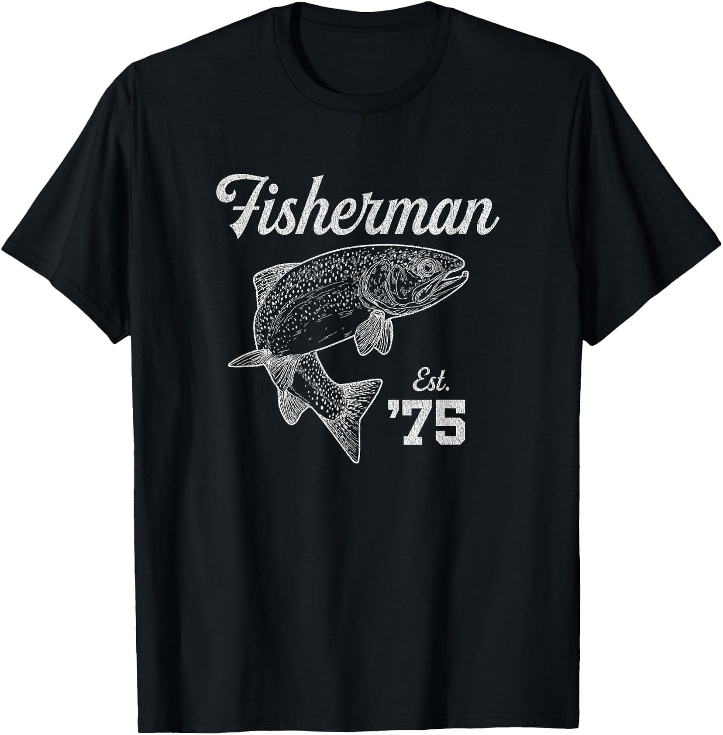 50 Year Old Fisherman Trout Fishing 1975 50th Birthday T-Shirt - T-Shirt | Black