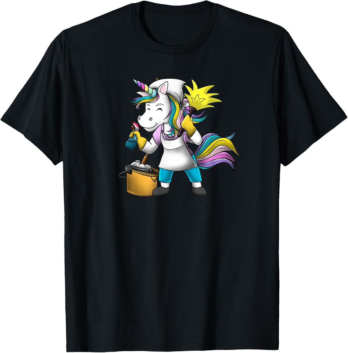 Unicorn Girl Funny Cleaning Lady Housekeeper Maid Service T-Shirt - T-Shirt | Black