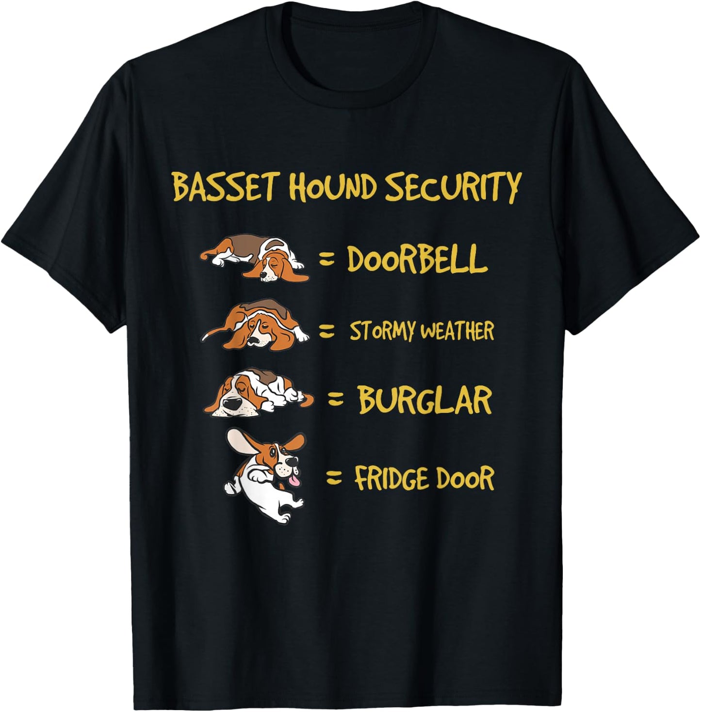 Basset Hound Security Gifts Funny Costume Clothing Small T-Shirt - T-Shirt | Black