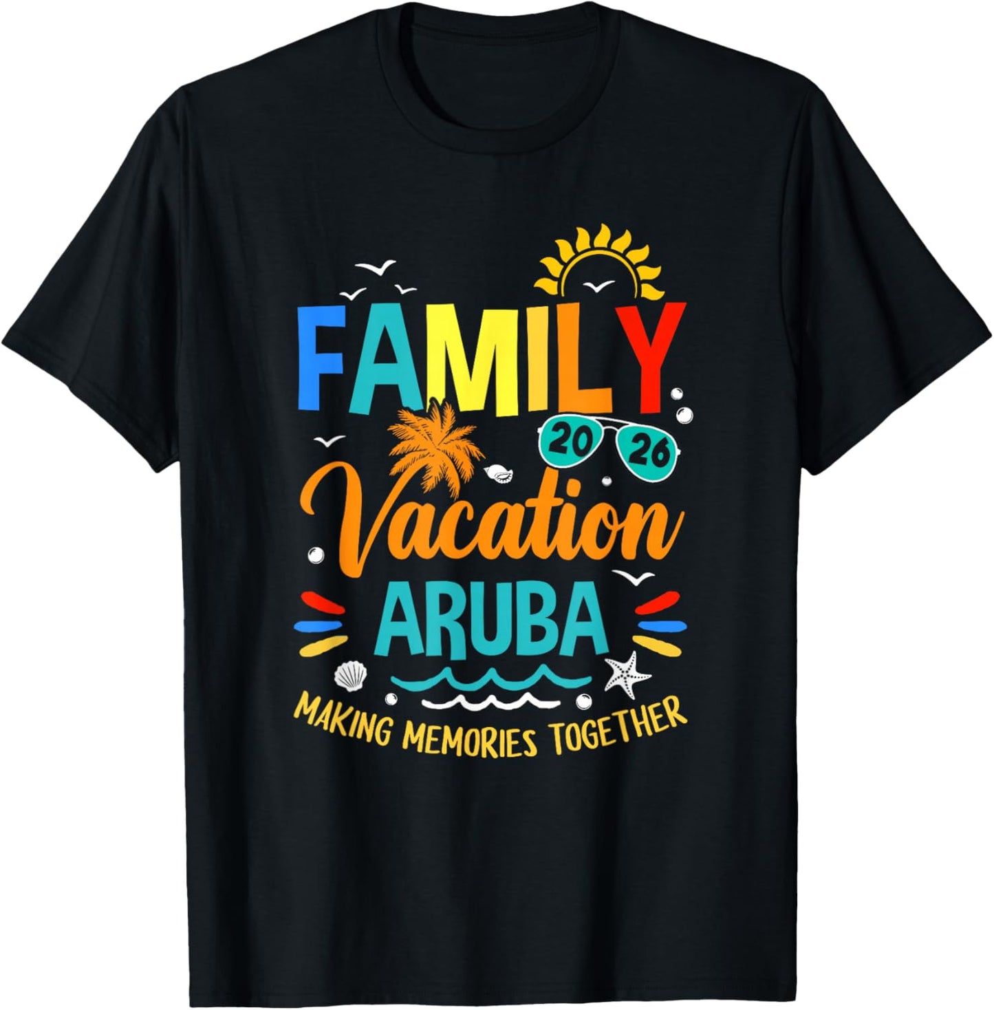 Family Vacation 2026 Aruba Matching Family Together T-Shirt - T-Shirt | Black