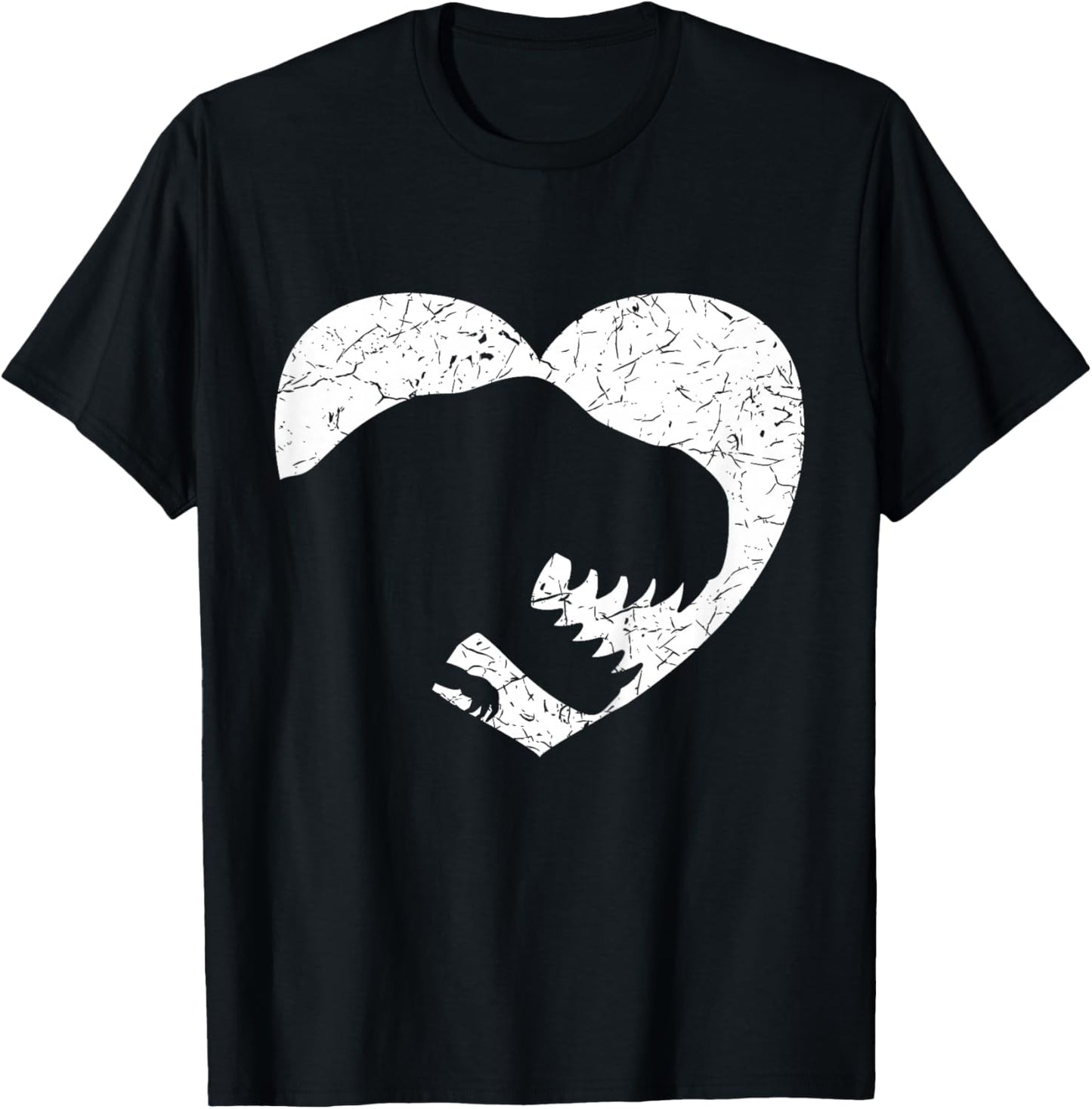 Kids Valentines Day T-Rex Dinosaur Heart Silhouette Boys Toddler T-Shirt - T-Shirt | Black