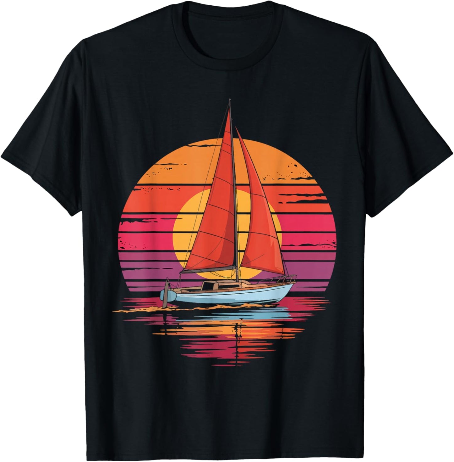 Retro Sailboat Ocean Sailing Lover Nautical Gifts Men Women T-Shirt - T-Shirt | Black