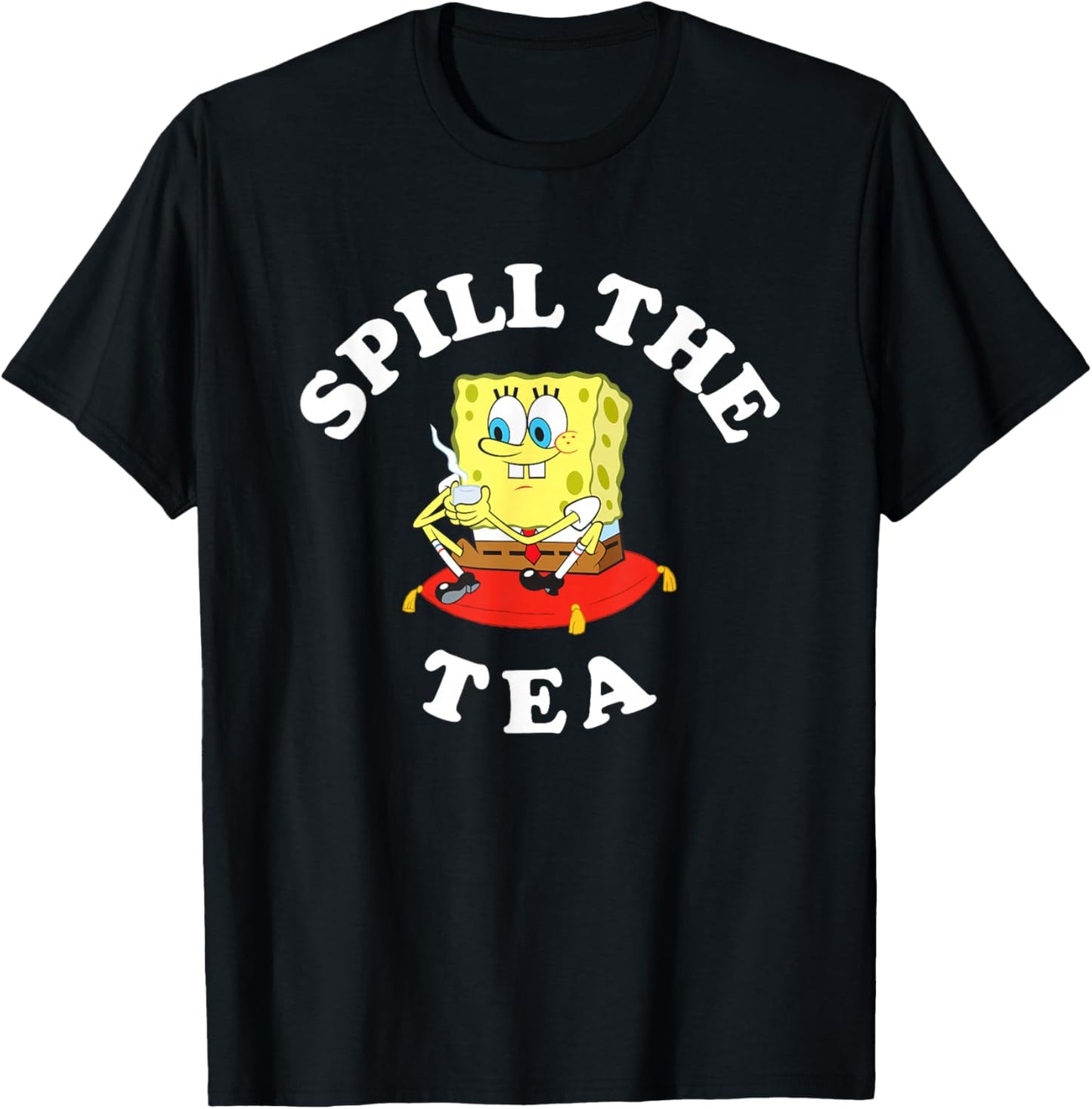 SpongeBob SquarePants Spill The Tea Relaxing SpongeBob T-Shirt - T-Shirt | Black