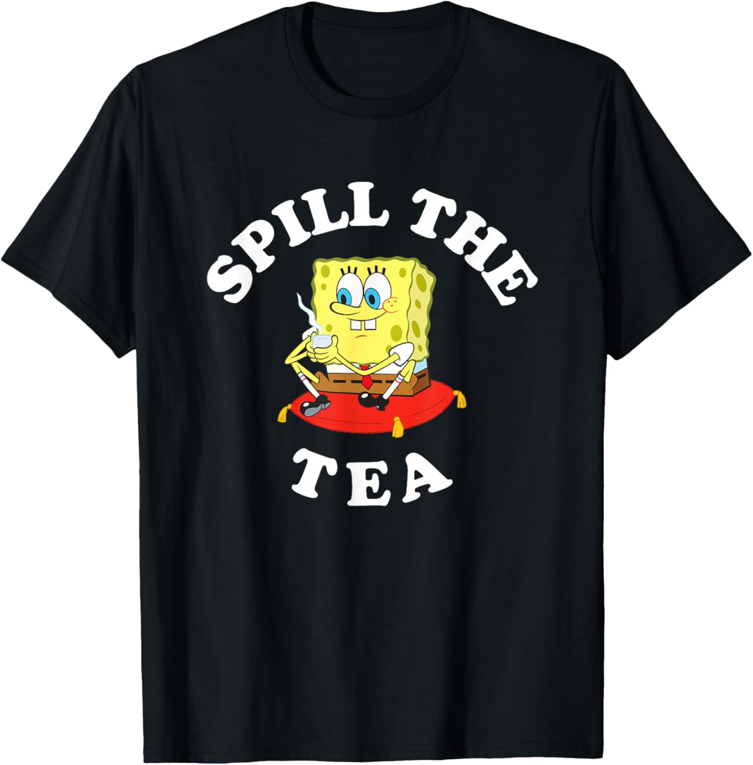 SpongeBob SquarePants Spill The Tea Relaxing SpongeBob T-Shirt - T-Shirt | Black