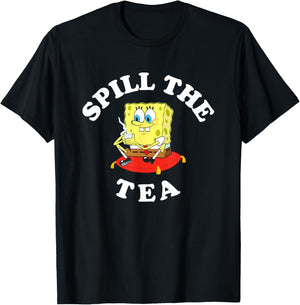 SpongeBob SquarePants Spill The Tea Relaxing SpongeBob T-Shirt - T-Shirt | Black