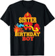 Sister Of The Birthday Boy Firetruck Firefighter Party T-Shirt - T-Shirt | Black
