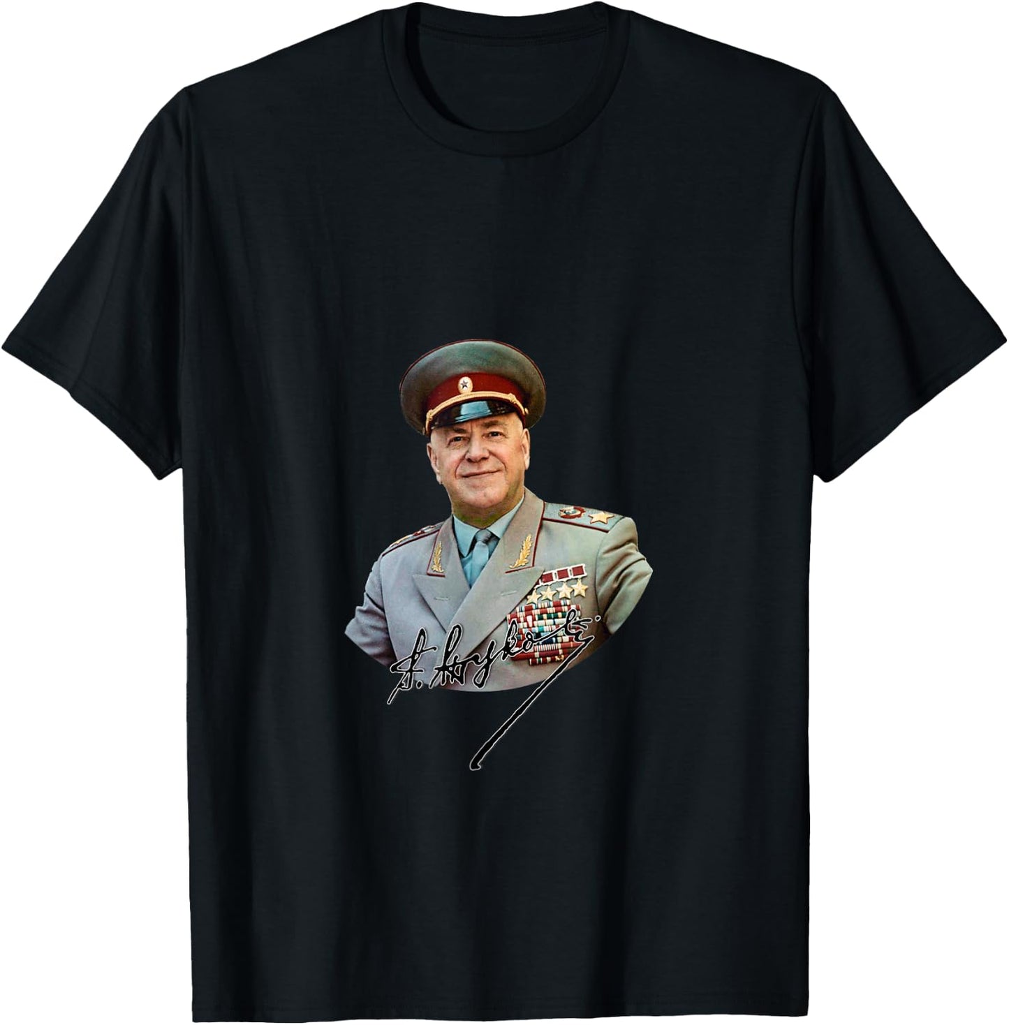 Marshal Georgy Zhukov With Signature T-Shirt - T-Shirt | Black