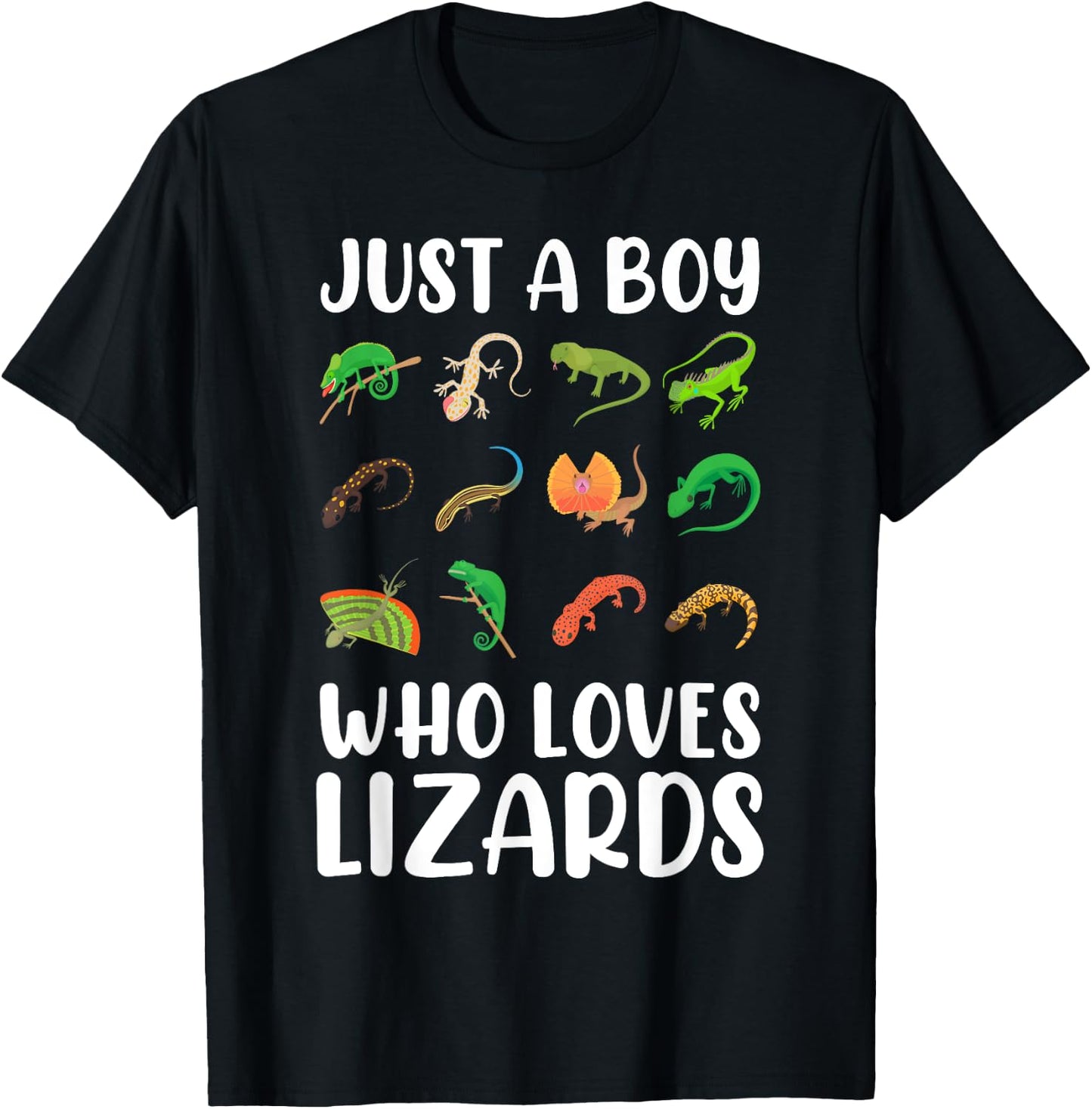 Reptile Kids Lizard Just A Boy Who Loves Lizards T-Shirt - T-Shirt | Black
