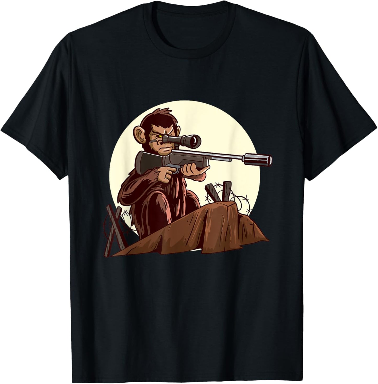 Ape Monkey Gorilla Rifle Shooting Pro Gun T-Shirt - T-Shirt | Black