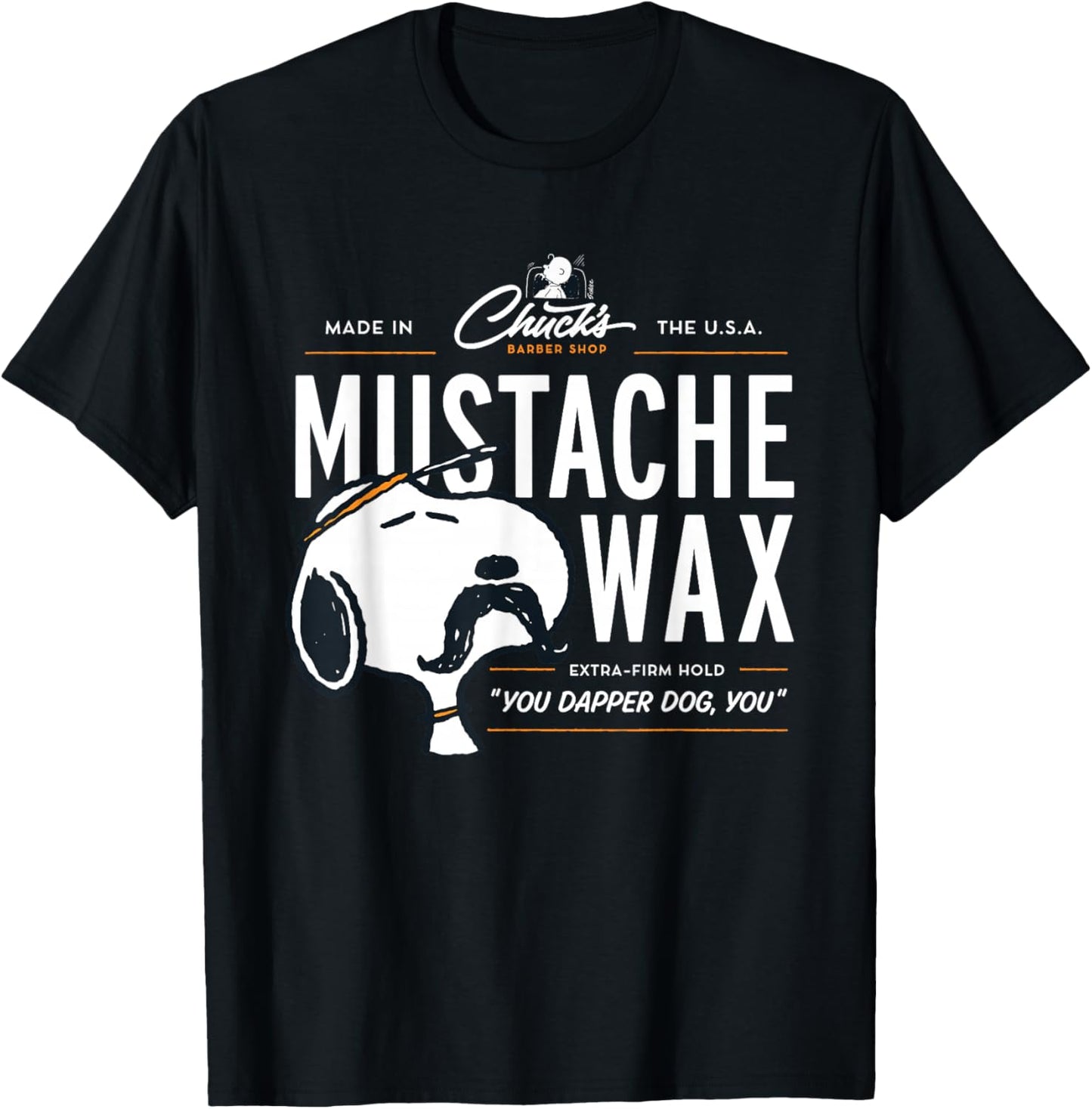 Peanuts Snoopy Mustache Wax T-Shirt - T-Shirt | Black