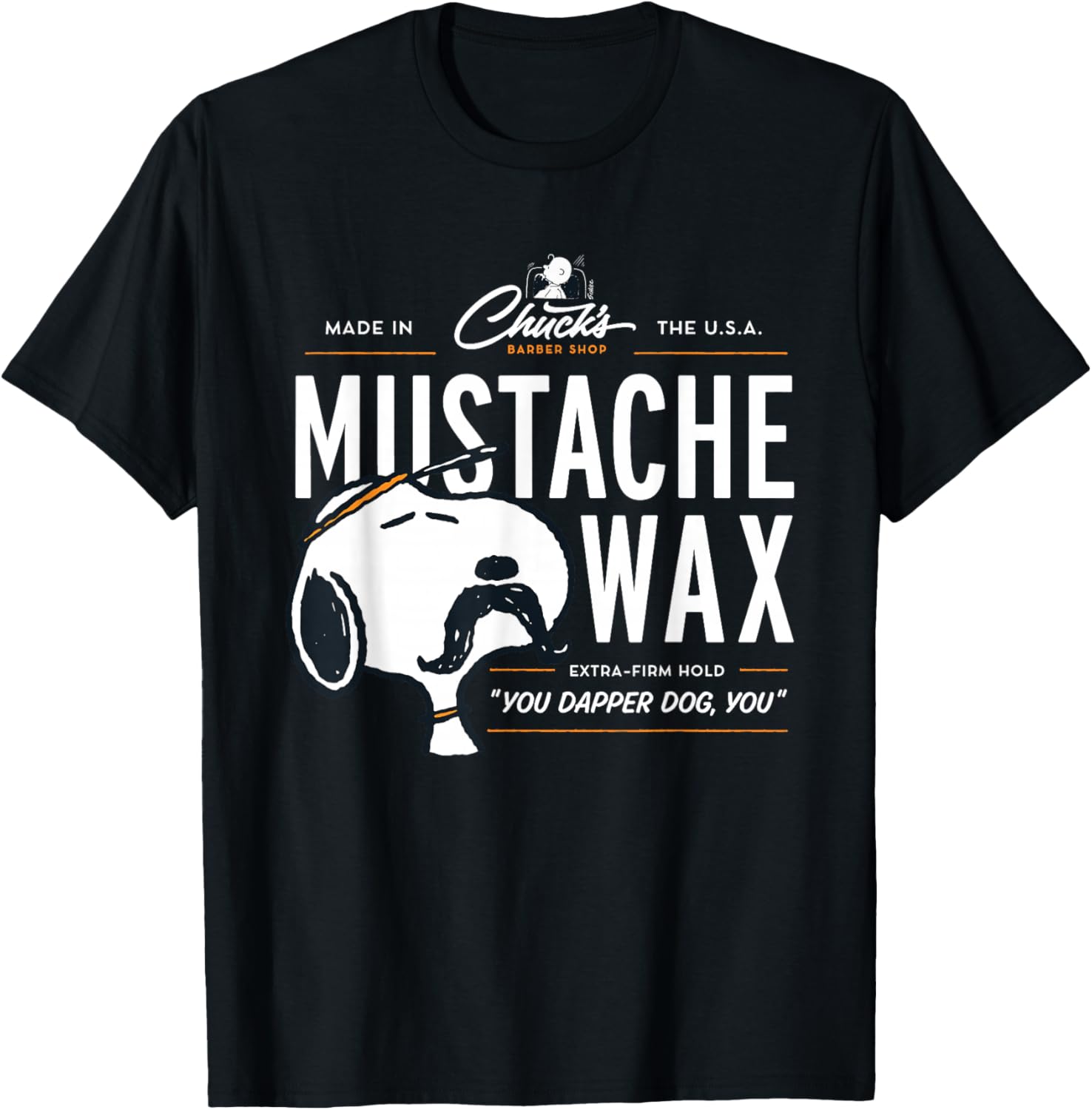 Peanuts Snoopy Mustache Wax T-Shirt - T-Shirt | Black
