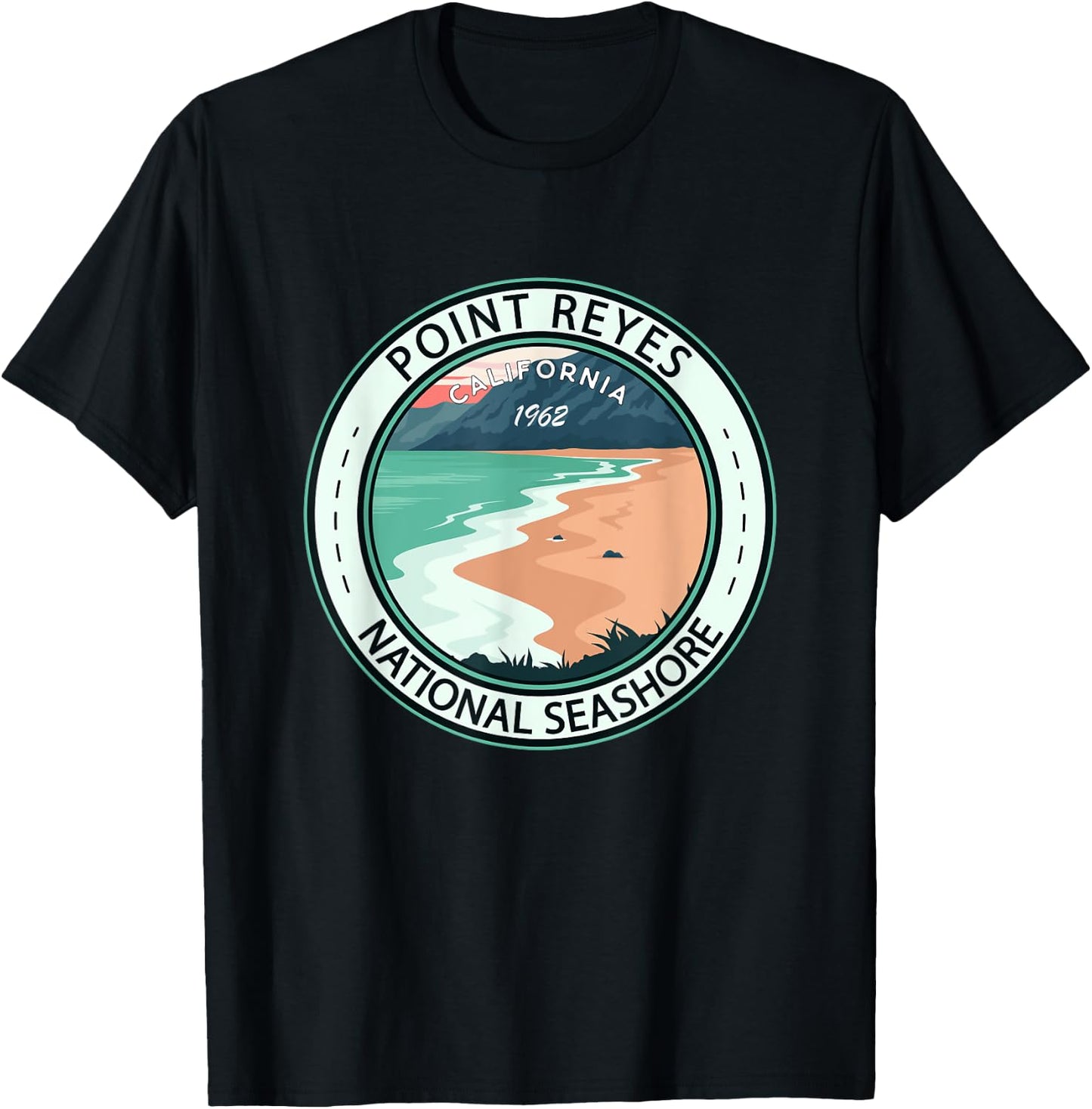 Point Reyes National Seashore California Badge Vintage T-Shirt - T-Shirt | Black