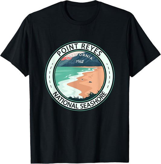 Point Reyes National Seashore California Badge Vintage T-Shirt - T-Shirt | Black