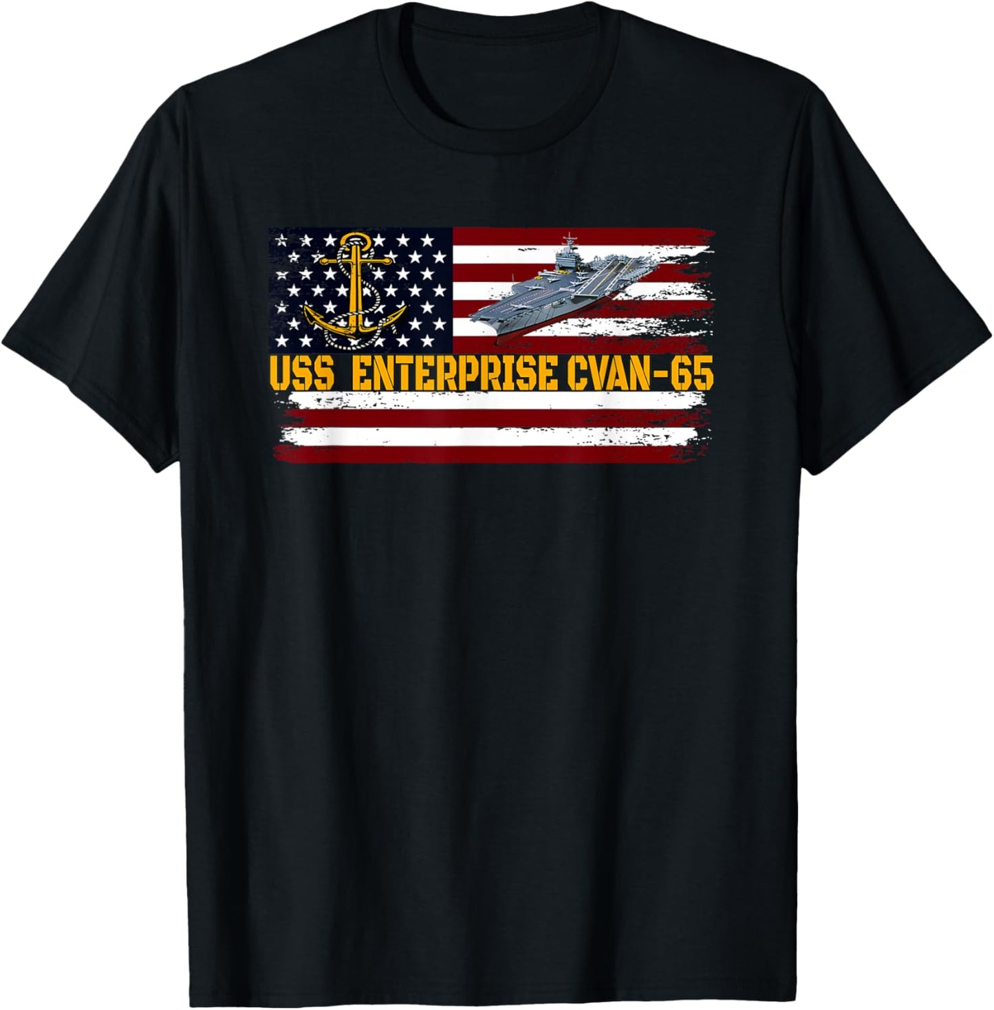 Aircraft Carrier USS Enterprise CVAN-65 Veterans Day Fathers T-Shirt - T-Shirt | Black