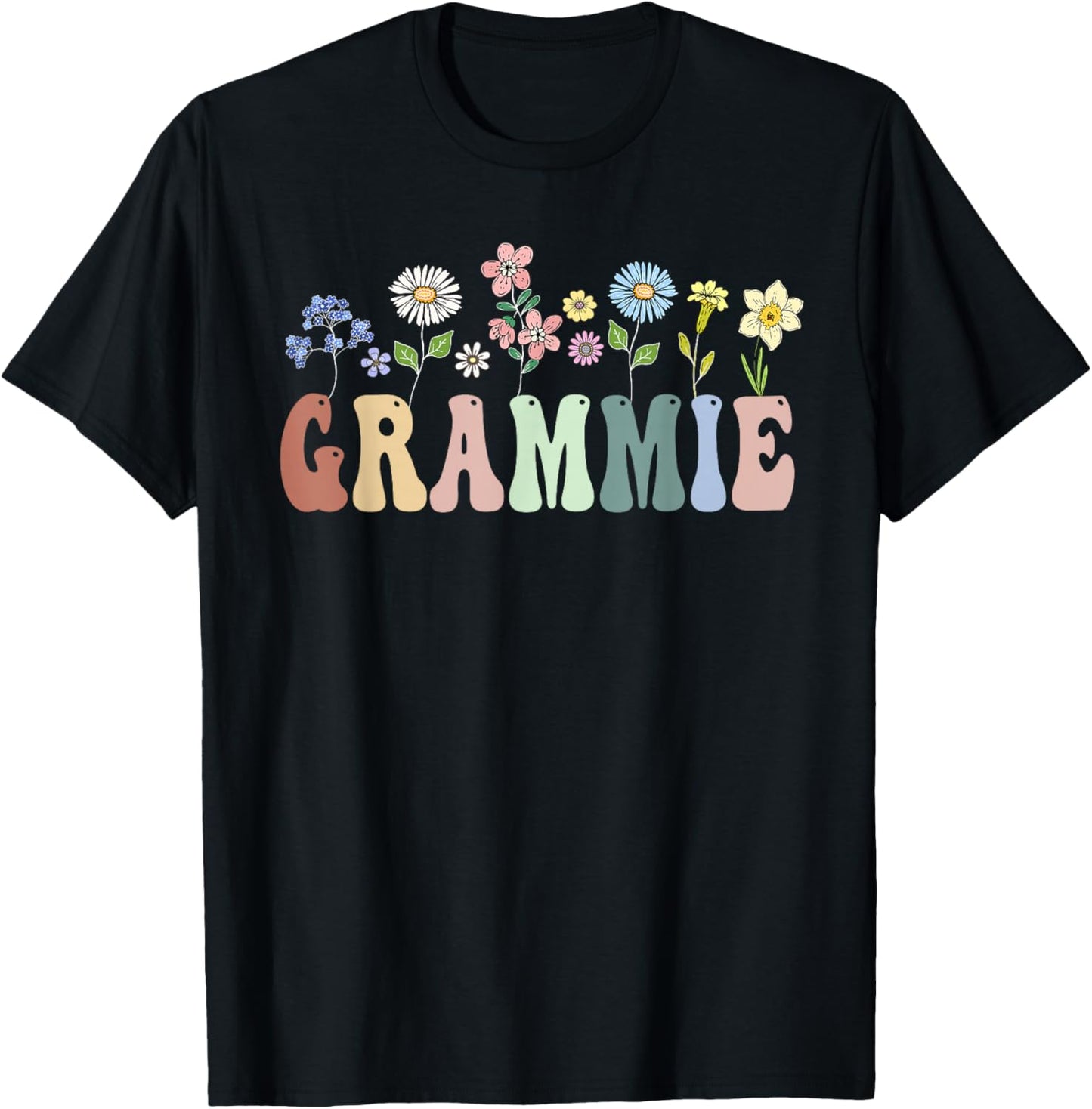 Grammie Gifts Women Wildflower Floral Design Grammie T-Shirt - T-Shirt | Black